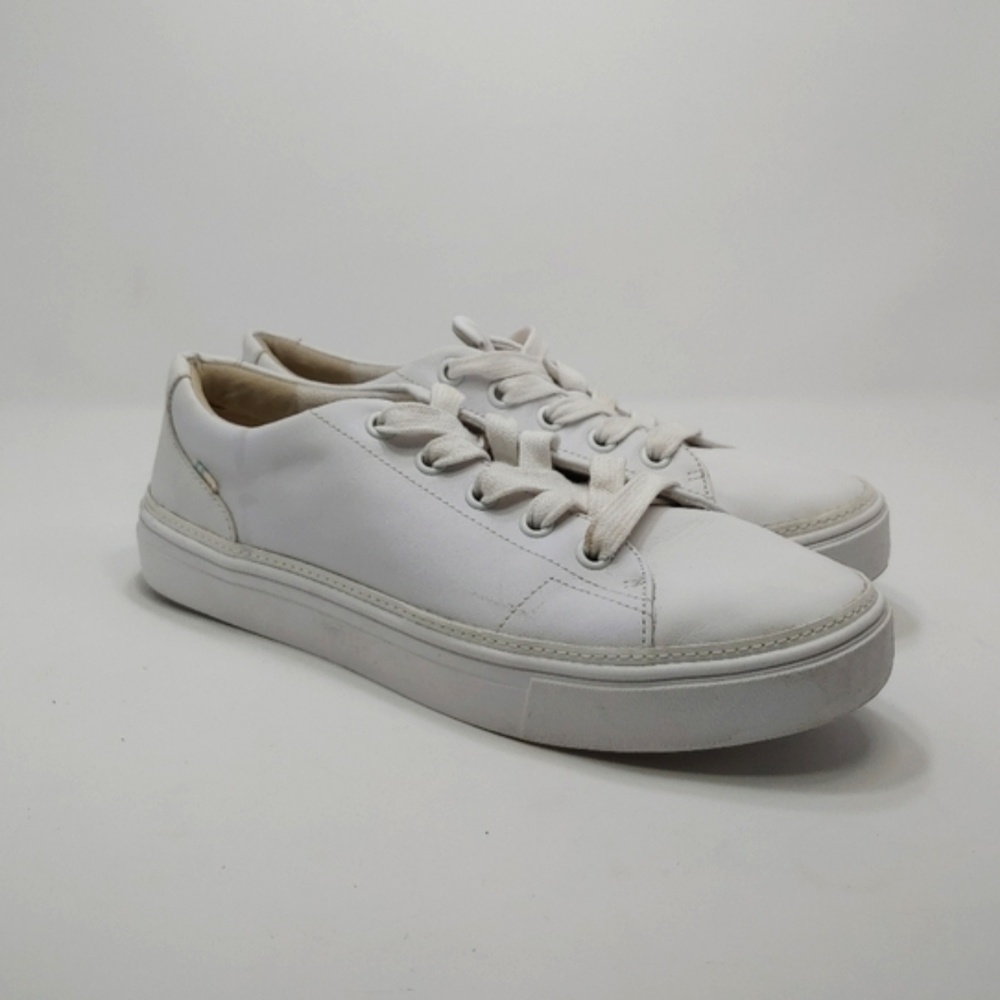Toms Alex White Leather Sneaker Lace Up Court Shoes 8.5 Platform OrthoLite